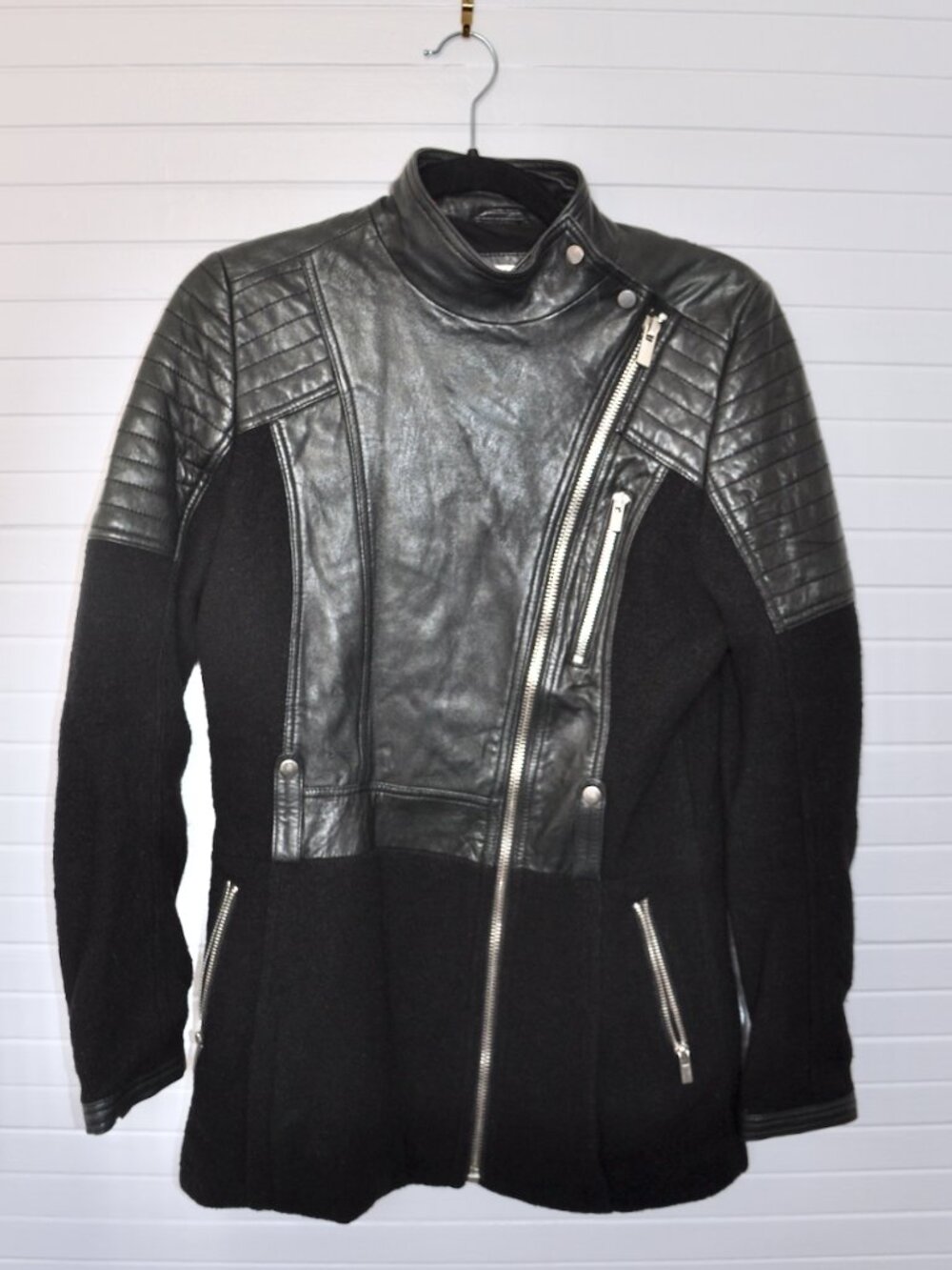 Lamarque Black Leather Jacket with Wool